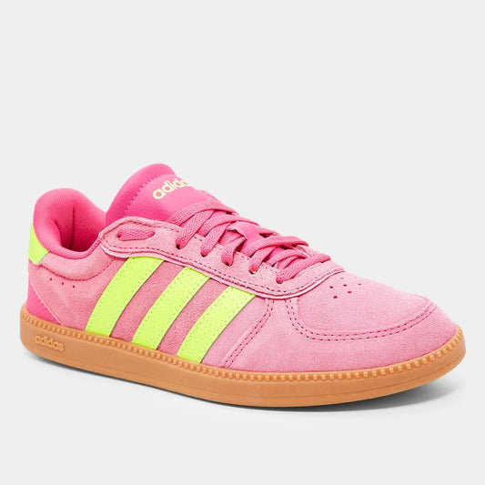 Adidas Breaknet Sleek Suede Women's Sneakers - Pink + Green