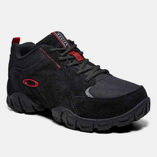 Oakley Attack Men's Leather Sneakers - Black+Red